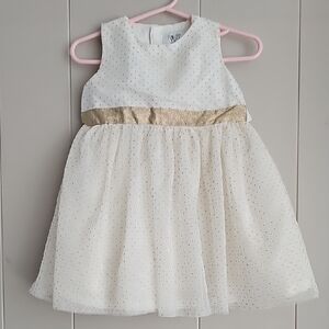 Carter's Infant Girls Elegant Holiday‎ White Dress with Gold Accents